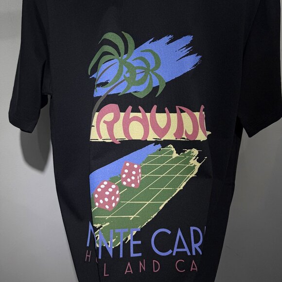 Rhude With Monte Carlo Casino - Inspired Print Black T-Shirt - Picture 4 of 6